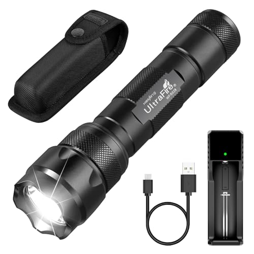 ULTRAFIRE Tactical Flashlight with Holster Pouch, 1000 Lumen Single Mode Police Flashlight for Duty...