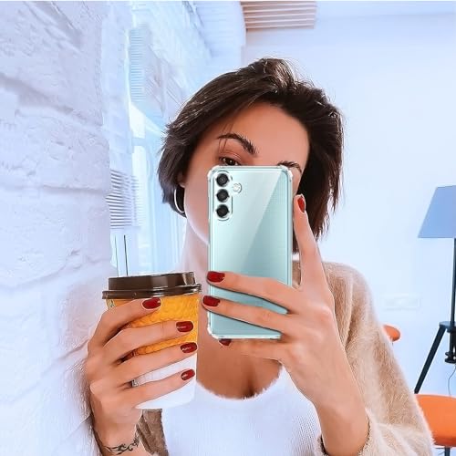 Image of Lustree Back Cover Transparent Case Compatible with Samsung Galaxy M15 | Clear + TPU Case with 4 Corner Air Cushion Protection & Camera Protection | Slim& Stylus Cover