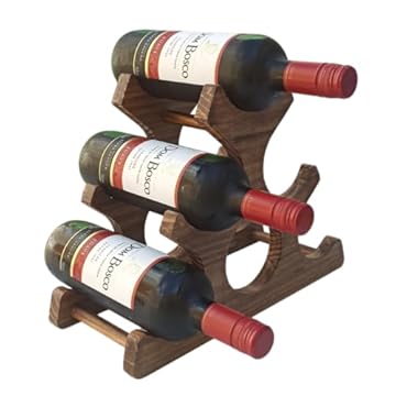 Adega Porta Vinhos Madeira 6 Garrafas para Mesa Rack Adega Armário Bar Cozinha Restaurantes Decoração - La Nacasa
