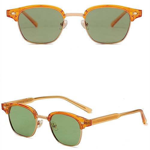 metal sunglasses polarized woman men green orange half frame retro male sun glasses uv400 semi rimless female