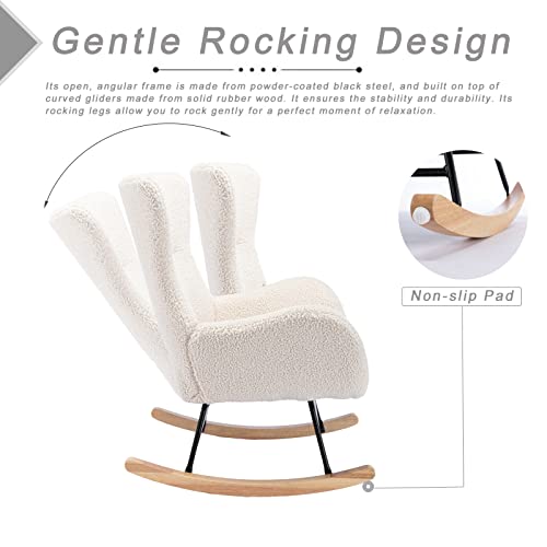 Kinffict Small Rocking Accent Chair, Uplostered Glider Rocker Armchair For Baby Nursery, Comfy Side Chair For Living Room, Bedroom (Beige), 32D X 26W X 37H In #TOP3