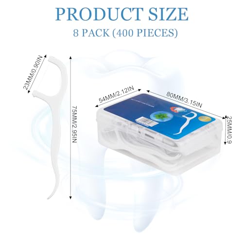 Tweozhui 400 Stück gum zahnseide zahnsticks zahnseidesticks, Einweg Zahnseide Zahnpflege Zahnreiniger mit integriertem Zahnstocher, Plaque- und Speiserestentfernung, für Mundhygiene und Zahnpflege – Bild 3