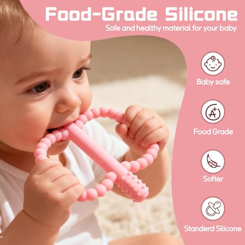 Image of Baby Silicone Teething Toys, Teether Sticks for Babies,3-36 Months | Silicone Teether Tubes for Baby Girl,BPA Free, Anti-Choking Design, Infants Toddler Sensory Chew Toys, for 0-6-12 Months