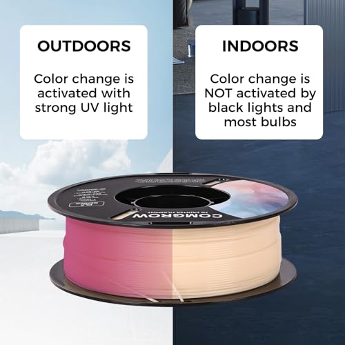 Image of Comgrow 3D Printer Photosensitive Filament Single Color Light Change PLA 1kg (2.2 lbs) Spool 3D Printing Materials, Dimensional Accuracy + /- 0.03 mm, 1.75 mm, Light Change Purple