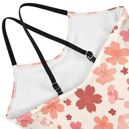 KLL Cherry Blossoms Toddler Girl 1 Piece Swim Suit Summer Swimming Suits with Adjustable Straps UPF 50+4