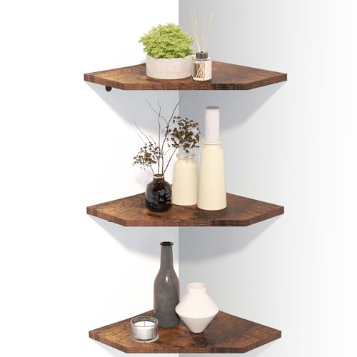 Fixwal Corner Floating Shelves Set of 3, Wall Mounted Shelves