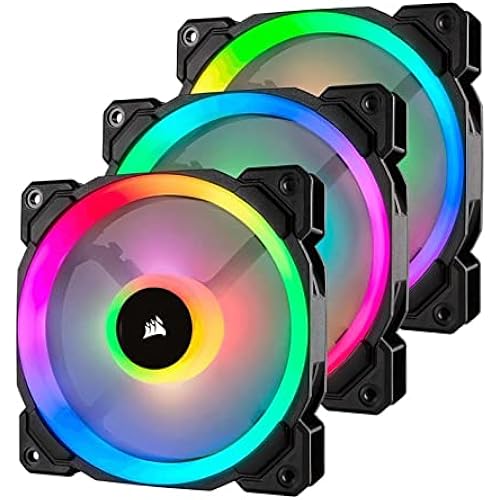 Corsair LL Series LL120 Black RGB 120mm Dual Light Loop RGB LED PWM Fan 3 Fan Pack with Lighting Node Pro (CO-9050072-WW) (Renewed)