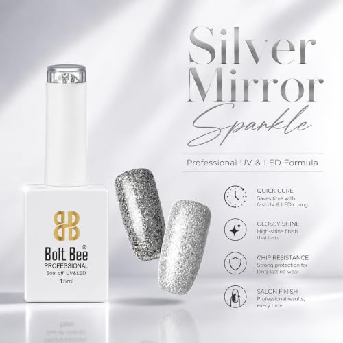 Image of BOLT BEE 15ML Gel Nail Polish 1Pc Clear Pink Glitter Nail Polish Soak Off UV LED Nail Gel Polish Nail Art Starter Manicure Salon DIY at Home, 0.5 OZ (1) (85)