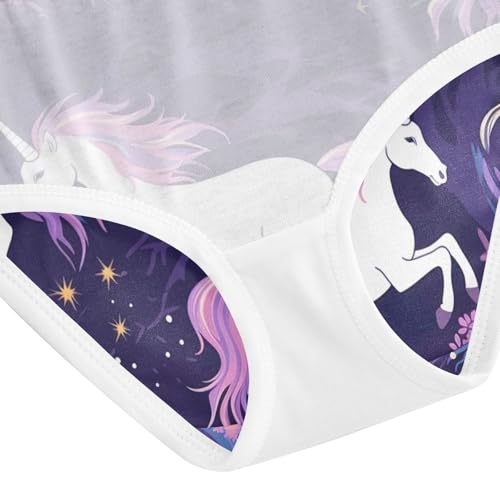 Underwear Girls, Cute Unicorn Purple Toddler Briefs, Girls Cotton Underwear, 2T–8 Years4