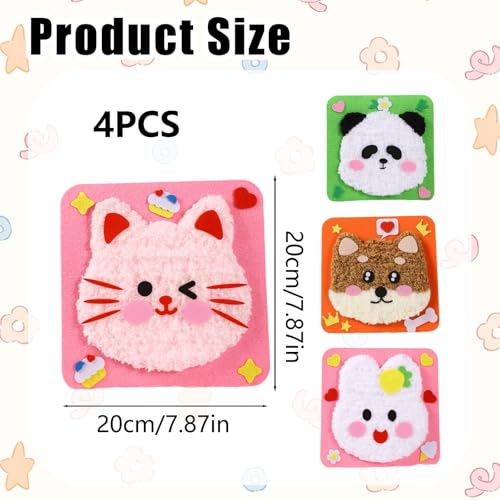 Image of 4Pcs Creative Sewing Kit for Kids, Hand Embroidery Kit for Beginners with Cute Animal Designs, Stitching Kit for Children, Fun DIY Craft Activity for Skill Development (Pink Pink)
