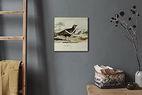 Horloge murale toile 30x30cm oiseaux décoration salon moderne tableau horloge sans tic-tac - 3