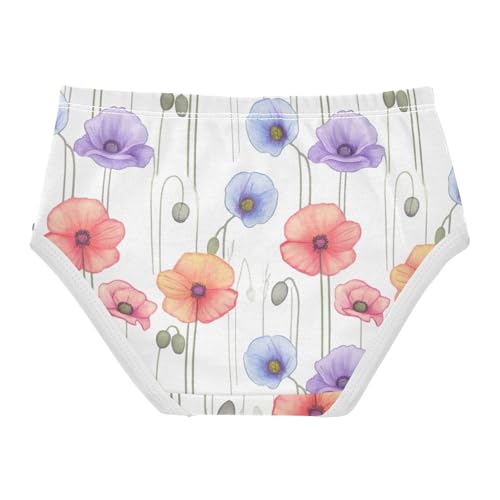 Poppy Flowers Soft Pastel Orange Toddler Underwear Floral 2t Cotton Panties for Girl Bright Briefs Kids Undies2