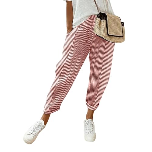 Women Wide Leg Harem Pants Striped Casual Baggy Palazzo Trousers Summer Lounge Going Out Streetwear with Pocket