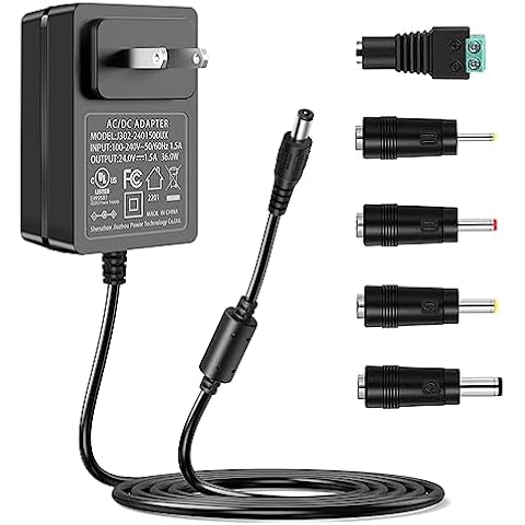 Gonine 24V 1.5A 1A Power Supply Cord UL Certificate, 24Vdc AC to DC Power Adapter, for 24 Volts 1500ma 1000ma 500ma LED Floor Lamp LED Strips Light, Essential Oil Diffuser, Massage Gun. Cover