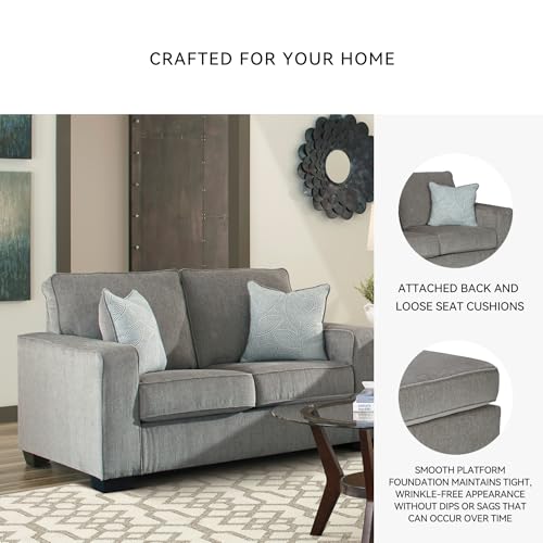 Image of Signature Design by Ashley Altari Loveseat Sofa, 62 in Small Gray Couch