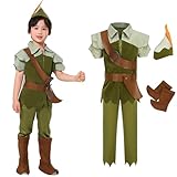 Leunsyoukin Kids Peter Pan Costume Toddler Halloween Costume Boys Cosplay Outfits 6piece Set for Birthday Gift
