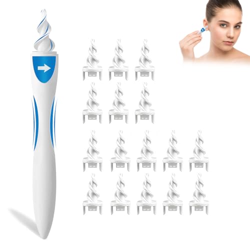 Limpiador Oidos Adultos,con 16 Suaves Flexibles 360 Grados Espiral Silicón,Quitar Cera Oidos,Kit De Limpieza De Oídos,Limpia Orejas Humano Para...