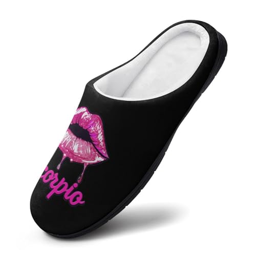 Scorpio Zodiac Birthday Pink Lips Women's Cotton Slippers Non-Slip Bedroom Slipper Cute House Shoes for Indoor And Outdoor2