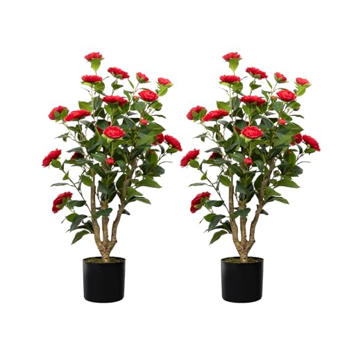 36” Artificial Camellia Tree 2 Packs, Faux Camellia Plant in