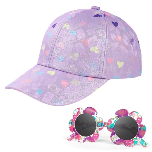 Kinder Baseball Cap Sonnenbrille Set, Liebevoll Verstellbarer Baseballkappe Schutz Sonnenhut Polarisierte Sonnenbrill Sommer Sonnenschutz Zubehör für Mädchen Jungen Geschenke