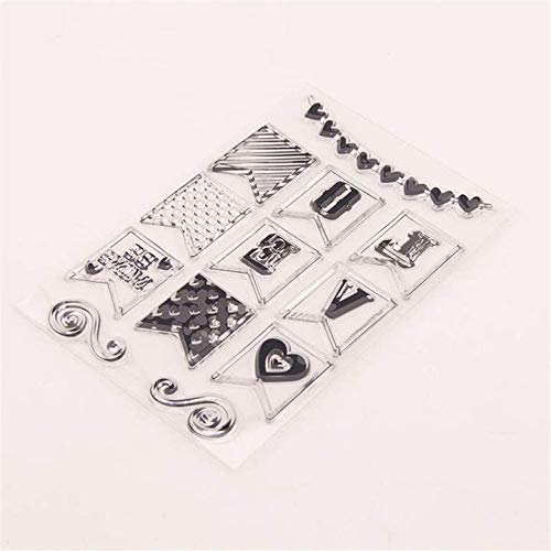Aeromdale foglio di sigillo in silicone trasparente Banner Label Pattern goffratura timbro trasparente sigillo per fai da te scrapbook album fotografici taccuini biglietti artigianato artigianato