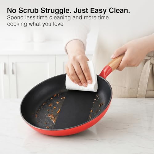 Image of Prestige Castlite Enamel Coated Cast Iron Fry Pan 24cm /1.4L | Lightweight, High Heat Retention | Gas & Induction Compatible | Low-Oil Cooking | Stay-Cool Wooden Handle | Easy Clean | 15Y Warranty