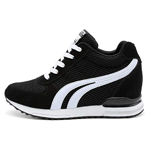 AONEGOLDu00ae Womens Wedges Shoes Trainers Breathable Gym Fitness Walking Sports Sneakers?Black,6 UK?