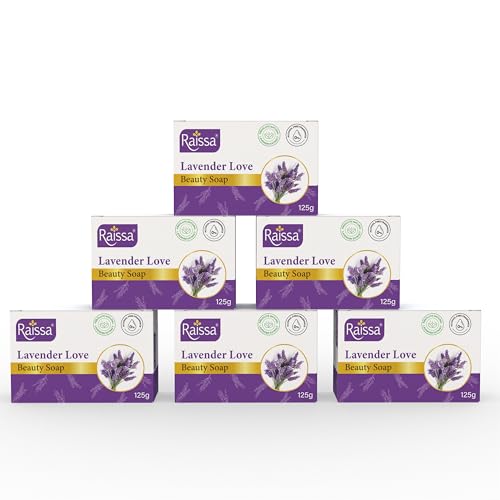 Image of Raissa Lavender Love Beauty Soap, 125g (Pack of 6) | Natural Lavender Extracts| Refreshing Aroma & Gentle Skincare| Alcohol-Free Fragrance | No harsh chemicals