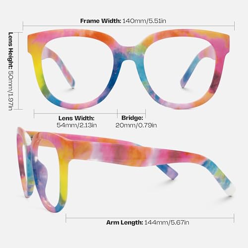 Image of Zeelool Oversized Blue Light Glasses for Women Square Rainbow Eyeglasses Stylish Full Rim Designer Eyewear Anti Eyestrain & UV JGP049594-11B, Medium