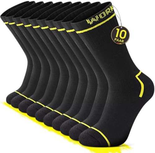 FALARY 10 Paar Arbeitssocken Herren Socken Funktionssocken Lange Work Socks | Baumwollsocken,Wandersocken,Strümpfe,Innenfrottee Dicke,Verstärkte Zehen und Fersen,für Schwerarbeiter
