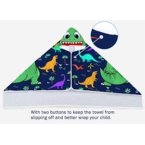 Bonsai Tree Dinosaur Beach Towel, Dinosaur Towel For Kids With Hood T-Rex Hooded Towel For Boys 30X50 Cool Cartoon Microfiber Bath Towel Poncho Bathrobe For Swin Pool Cover Up thumb #4