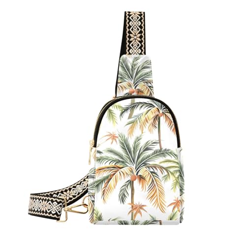 Mnsruu Bolso bandolera pequeño para mujer, con estampado de árbol de coco, de piel, con estampado de hojas, Multicolor 32, Talla única