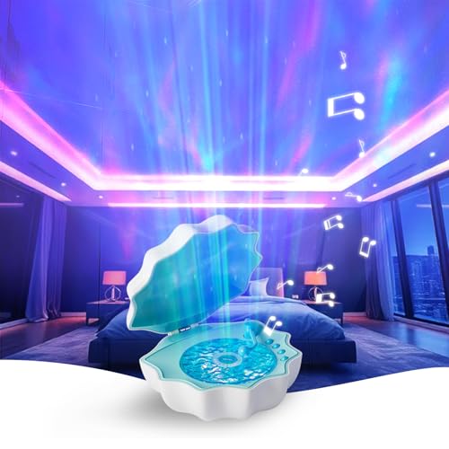 Image of Northern Lights Projector, Night Light Projector for Bedroom Built-in Bluetooth Speaker, White Noise, Shell Night Light for Room Decor/Gift for Kids/Party/Music/Relaxation/Valentines Day Gifts