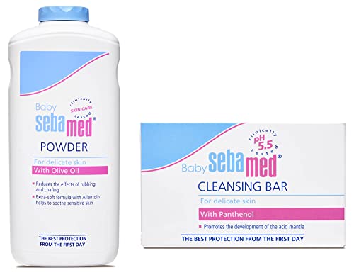 Image of Sebamed Baby Powder, 200gand Baby Cleansing Bar (100g)