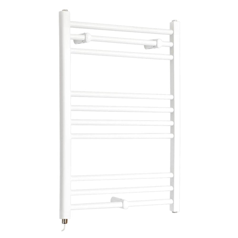 Milano Ive 400W White Straight Bar Electric Heated Towel Rail - 800mm x 500mm