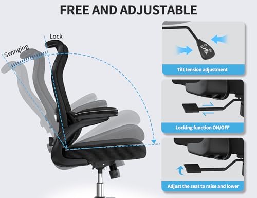 Image of TRALT Office Chair Ergonomic Desk Chair - Gaming Chair with Lumbar Support | 330 LBS Home Office Desk Chairs , Reading Chair with Flip-up Armrests, Comfortable Computer Chairs (1, Black)