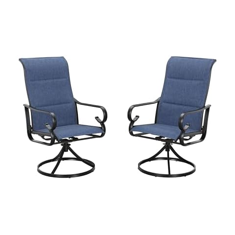 LOKATSE HOME 2 Pieces Outdoor Bistro Furniture Patio Dining Set Metal Swivel Single, 2 Chairs, Blue-2 Cover