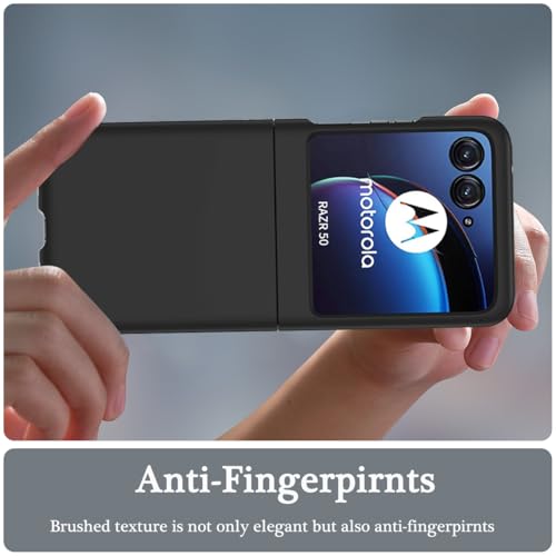 Image of Back Cover Black Hard PC Anti-Yellow Shockproof Protective Phone Case for Motorola Razr 50 -Black