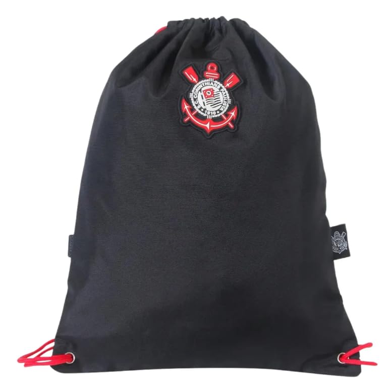 Mochila Saco Corinthians Esportiva Preta e Vermelha