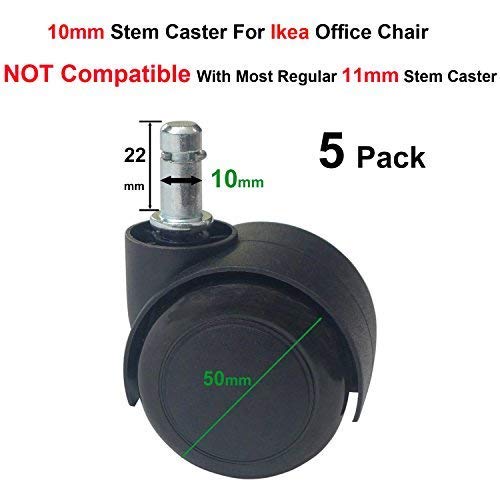 MySit 10mm Stem Caster for IKEA Office Chair Wheel, IKEA Caster Wheels