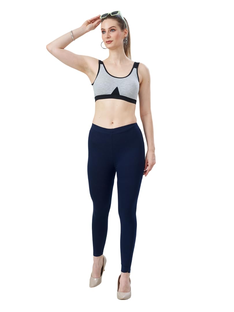 Ankle Length Leggings for Women’s | Skinny Fit | Gold Bio Wash Thick Stretchable Cotton Lycra Fabric | Mid-Rise Breathable & Comfortable | Daily, Gym, Yoga & Casual Wear | Sizes - L, XL, XXL