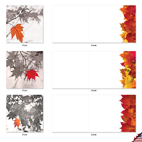 Image of The Best Card Company - 10 Beautiful Note Cards Blank (4 x 5.12 Inch) - Fall and Autumn Season, Boxed Notecard Assortment - Autumn Leaf MQ4629OCB-B1x10