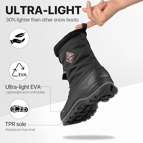 Snow Boots for Men Winter Waterproof Insulated Non Slip Plush Lined Outdoor Lightweight Warm Tactical Work Hiking Snow Boots3