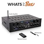 Pyle 500W Karaoke Wireless Bluetooth Amplifier - 4 Channel Stereo Audio Home Theater Speaker Sound Power Receiver with AUX IN, FM, RCA Subwoofer Speakers OUT, USB, Microphone IN with Echo - Image 5