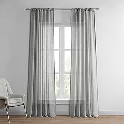 Cortinas De Lino Precio Half Price Drapes Mitad de Precio Cortinas shch-ss07163 – 96 sólido sintética Lino Cortina de Sheer, París, Color Gris, 50 x 96