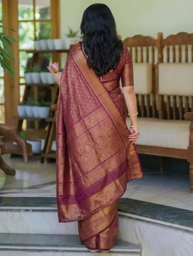Image of Yashika Women's Banarsi Art Silk Saree with Blouse Piece for Traditional Ethnic Wear Sari