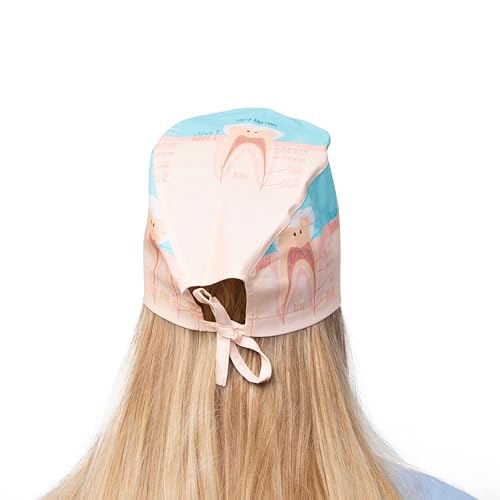 Image of Hats for Women and Mens Caps with Sweatband Adjustable Tie Back Working Cap Cotton One Size Unisex Skull Cap Cute Cat Print
