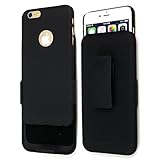 Sean Hard Protective Armor Carrying Case with Swivel Holster Belt Clip for Iphone 6 Plus 5.5 Inch + 1 Pcs S-smile Stylus (Black)