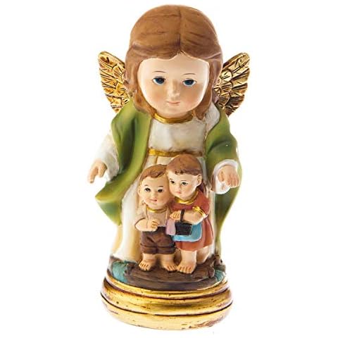 DELL'ARTE Estatua pintada a mano - Bebé Ángel de la Guarda cm 9 Artículos religiosos Cover