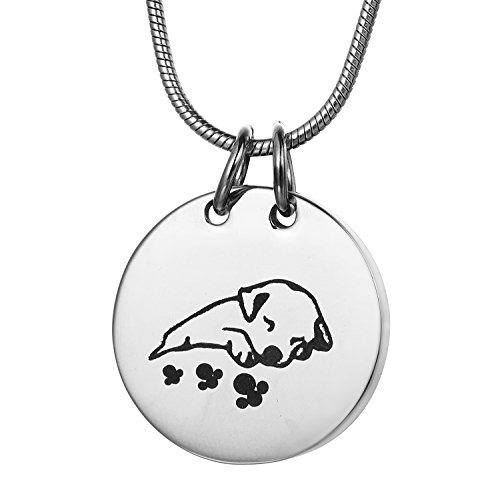 COCO Park Engraving Sleeping Dog Pet Cremation Necklace Memorial Ashes Urn Pendant Jewelry Keepsake